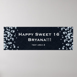 Póster Bandera de cumpleaños personalizada de glamour de