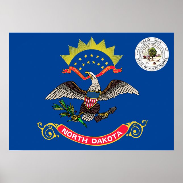 Póster Bandera de Dakota del Norte (Frente)