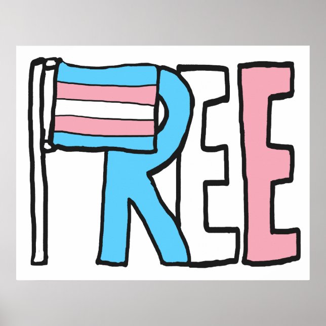 Póster Bandera de derechos transnacionales libres (Frente)