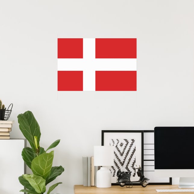 Póster Bandera de Dinamarca (Oficina en casa)