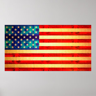 Póster Bandera de dinero de Estados Unidos