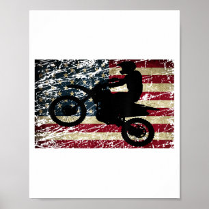 Póster Bandera de Dirt Bike Estados Unidos Camiseta Motoc