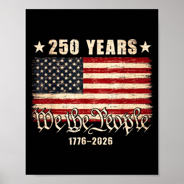 Póster Bandera de EE. UU. 250 Aniversario 1776 2026 4 de  (Frente)
