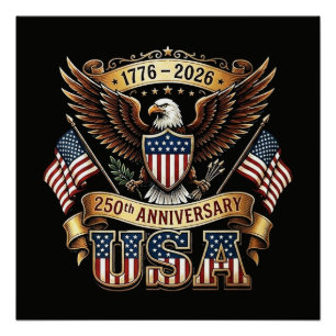 Póster Bandera de EE. UU. 250 Aniversario 250 Años Americ