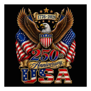 Póster Bandera de EE. UU. 250 Aniversario 250 Años Americ