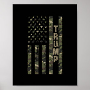 Póster Bandera de EE. UU. de camuflaje desgastado de Trum