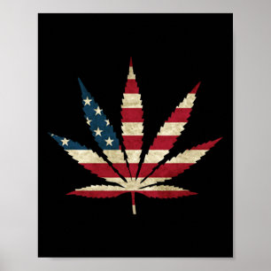 Póster Bandera de EE. UU. Hoja - Divertida Maceta de Mari