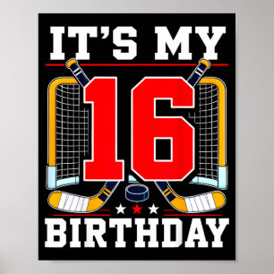 Póster Bandera de EE. UU. jugador de hockey cumpleaños 16
