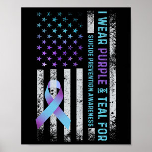 Póster Bandera De Ee. UU. Llevo Morado Y Azul Claro Preve