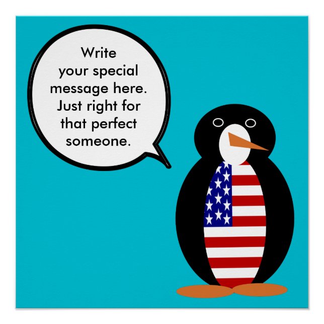 Póster Bandera de EE. UU. Pingüina parlante (Anverso)
