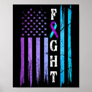 Póster Bandera de EE. UU. Prevención Conciencia Lucha Usa