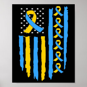 Póster Bandera de EE. UU. Síndrome de Down Conciencia Pap