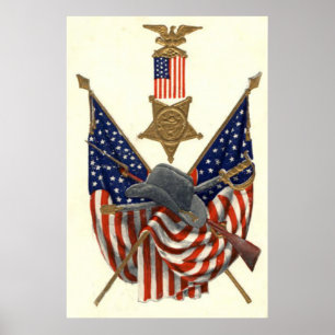 Póster Bandera de EE. UU. Unión Medalla de la Guerra Civi