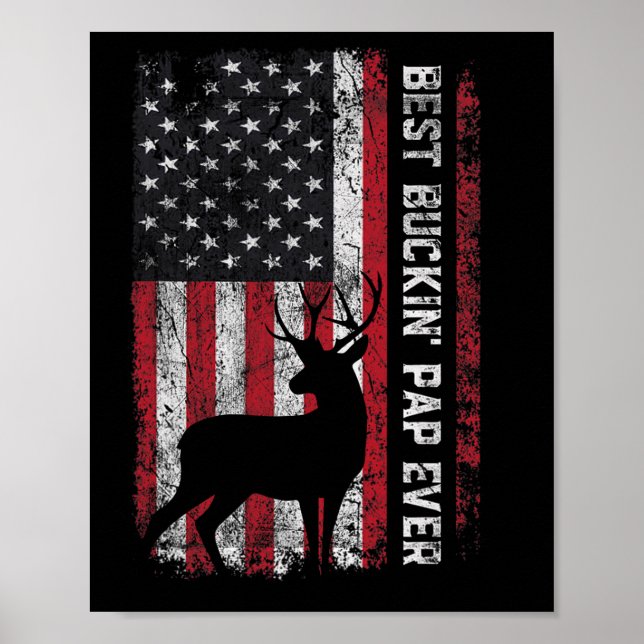 Póster Bandera De Eeuu Mejor Búckin' Pap Ever Deer Hung P (Frente)