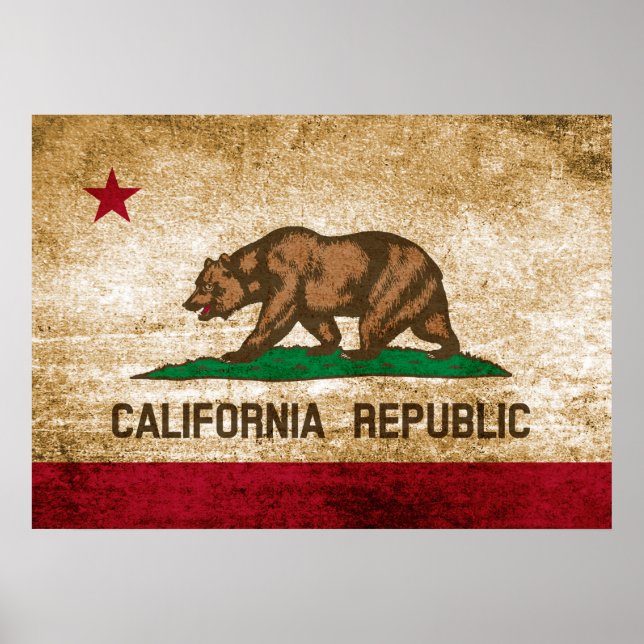 Póster Bandera de época de California (Frente)