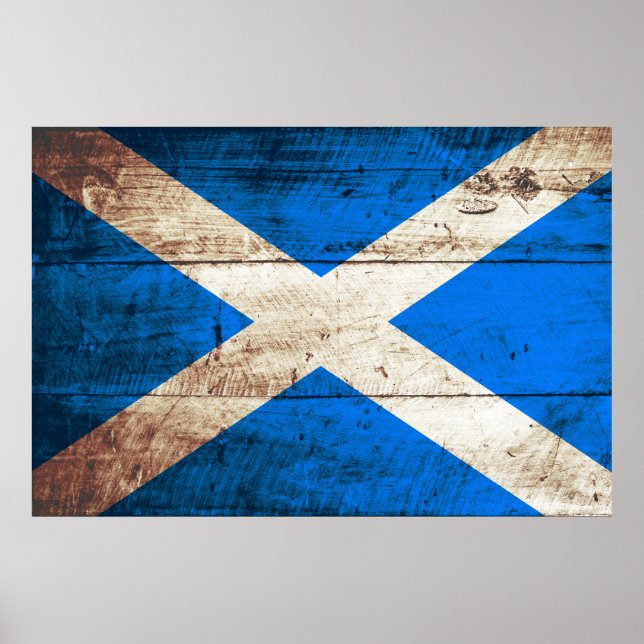Póster Bandera de Escocia en grano de vieja madera (Frente)