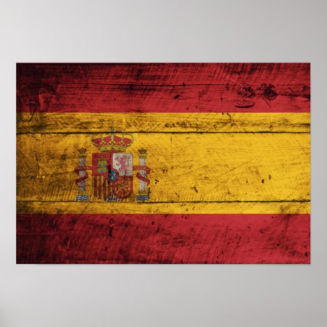 Póster Bandera de España de madera antigua (Frente)