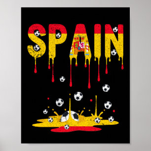 Póster Bandera de España goteando fútbol americano