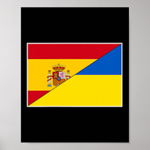 Póster Bandera de España Ucrania Apoyo Español Ucraniano 