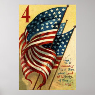 Póster Bandera de Estados Unidos 4 de julio
