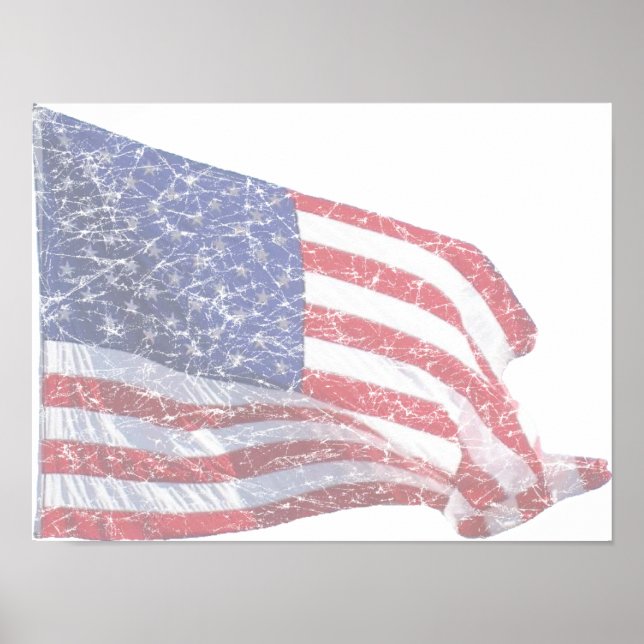 Póster Bandera de Estados Unidos - angustiada (Frente)