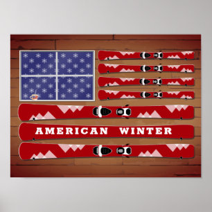 Póster Bandera de Estados Unidos con paredes de madera