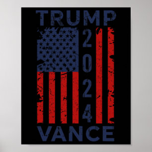 Póster Bandera de Estados Unidos de Trump Vance 2024 - Pr