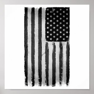 Póster Bandera de Estados Unidos en blanco y negro