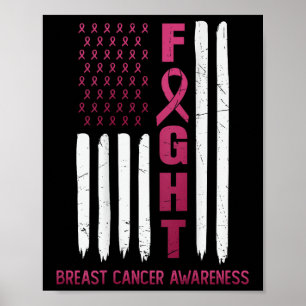 Póster Bandera De Estados Unidos En Conciencia Del Cáncer