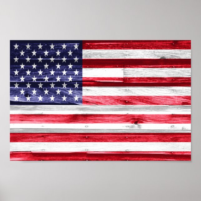 Póster Bandera de Estados Unidos en madera (Frente)