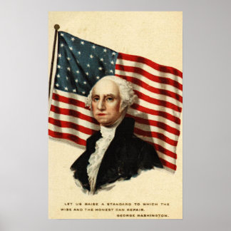 Póster Bandera de Estados Unidos-George Washington