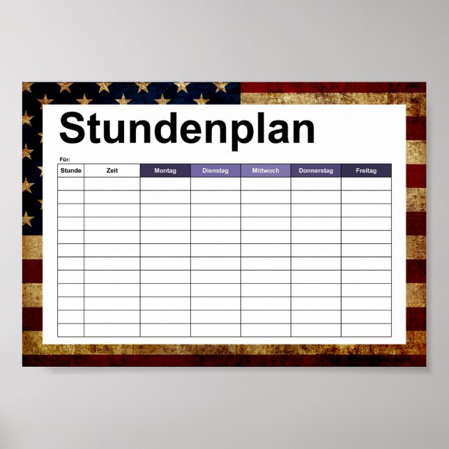 Póster Bandera de Estados Unidos / Grunge (Frente)