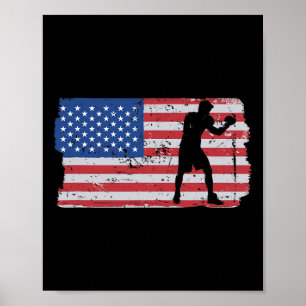 Póster Bandera De Estados Unidos Luchador De Mma Kickboxi