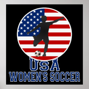 Póster Bandera de Estados Unidos Poster de fútbol femenin