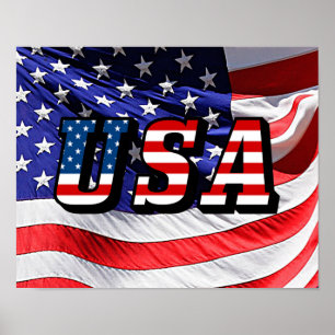 Póster Bandera de Estados Unidos Rojo Azul Blanco Pequeño