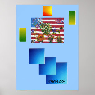 Póster Bandera de estilo vintage Peter Max con Poster de