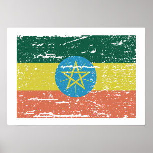 Póster Bandera de Etiopía vintage