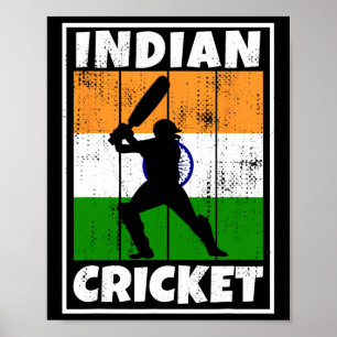Póster Bandera de fanático de críquet indio de la India