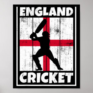Póster Bandera de fanático de críquet inglés de Inglaterr