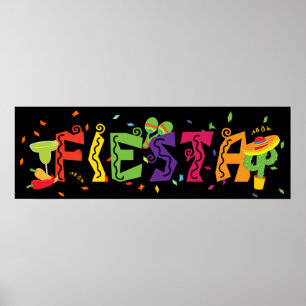 Póster Bandera de fiesta colorida Cinco De Mayo