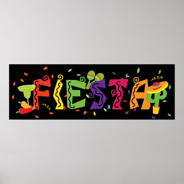 Póster Bandera de fiesta colorida Cinco De Mayo (Frente)