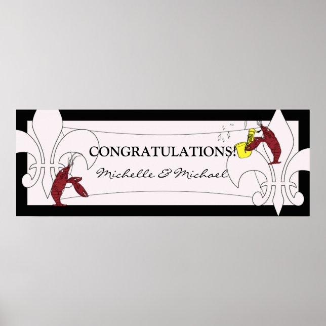 Póster Bandera de fiesta de cangrejos de río con Fleur de (Frente)