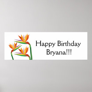 Póster Bandera de fiesta floral tropical Ave del Paraíso