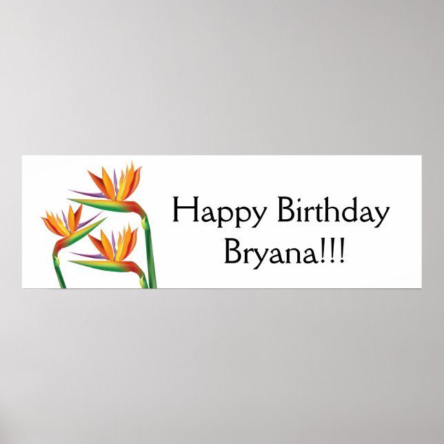 Póster Bandera de fiesta floral tropical de ave del paraí (Frente)