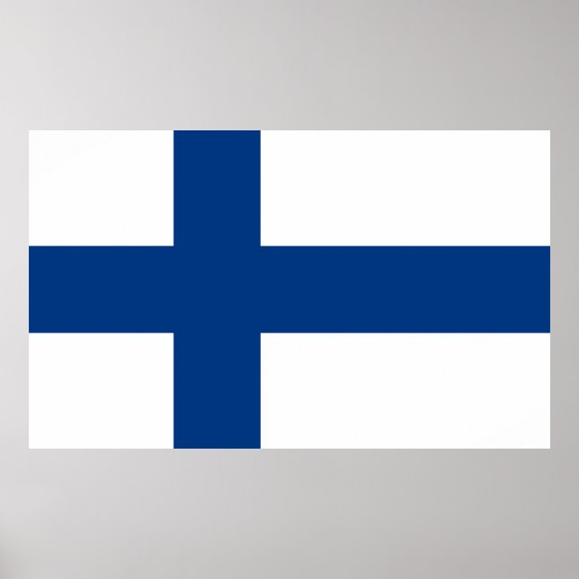 Póster Bandera de Finlandia Blue Cross Suomi (Frente)