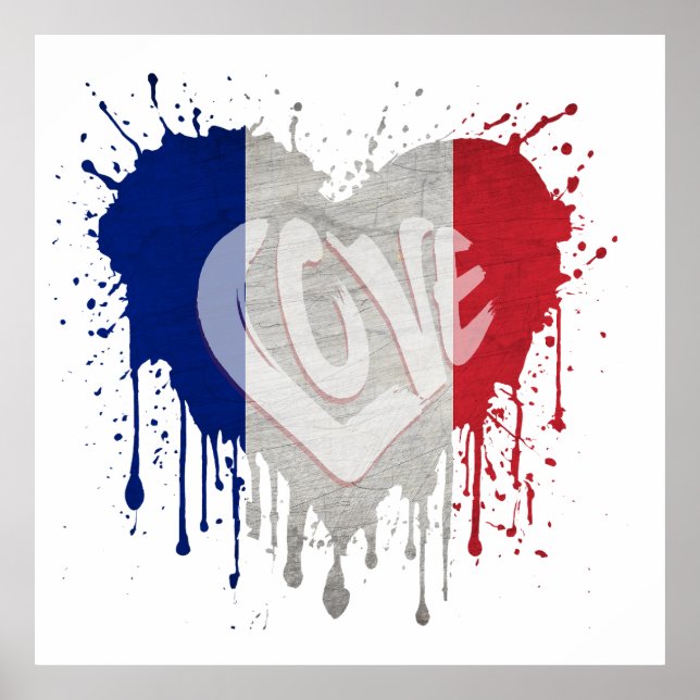 Póster Bandera de Francia del amor (Frente)
