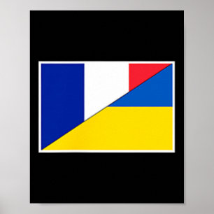 Póster Bandera de Francia Ucrania Apoyo Francés Ucraniano