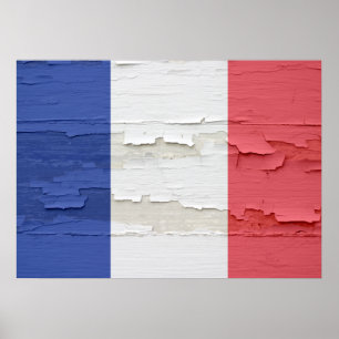 Póster Bandera de Francia Weathered