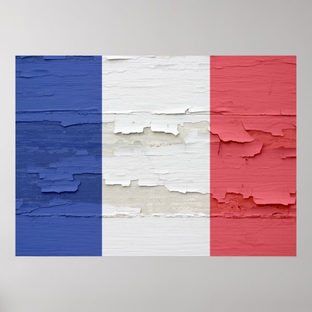 Póster Bandera de Francia Weathered (Frente)