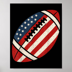 Póster Bandera de Fútbol Americano 4 de Julio Patriótico